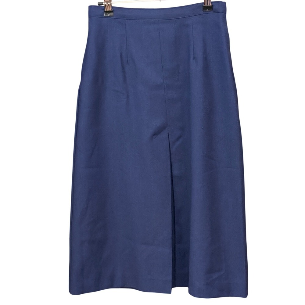Vintage Stockton of Dallas Navy Midi Skirt Dark Academia Corporate Minimalist